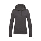 Branded Women's Cotton Polyester College Hoodie in Charcoal