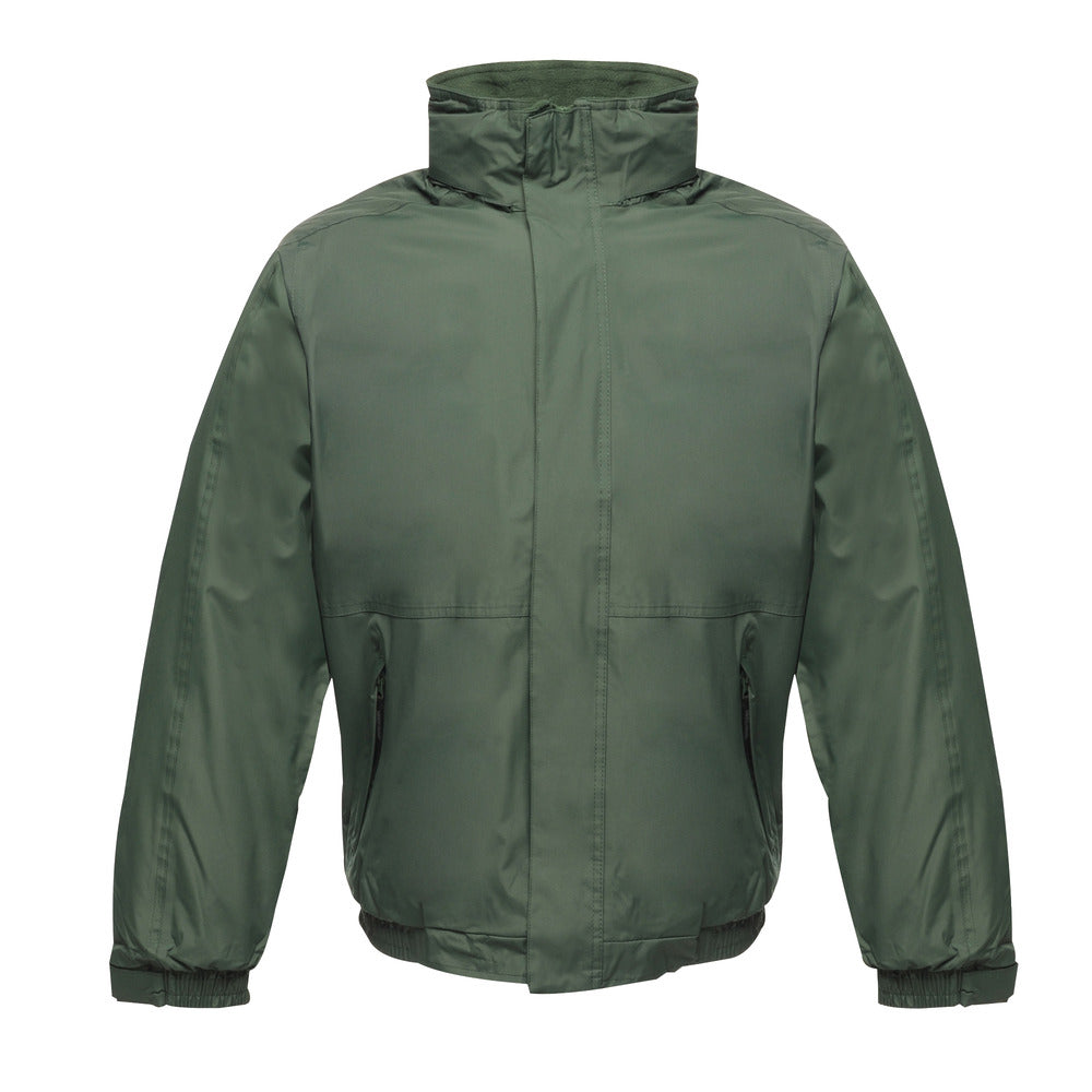 Branded Waterproof Fleece-Lined Jacket with Concealed Hood in Bottle/Bottle