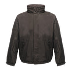 Branded Waterproof Fleece-Lined Jacket with Concealed Hood in Black/Ash