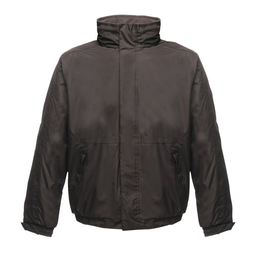 Branded Waterproof Fleece-Lined Jacket with Concealed Hood in Black/Ash