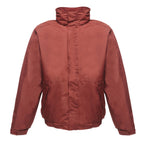 Branded Waterproof Fleece-Lined Jacket with Concealed Hood in Burgundy/Burgundy