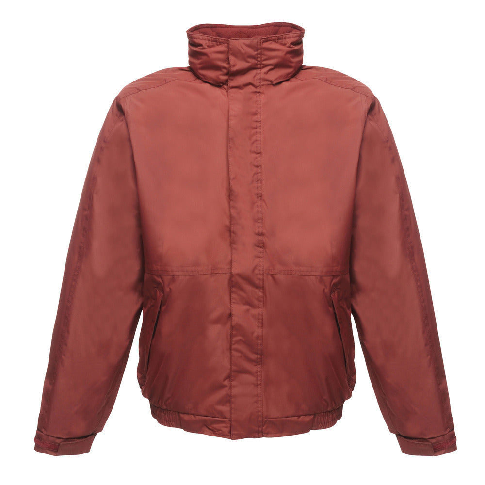 Branded Waterproof Fleece-Lined Jacket with Concealed Hood in Burgundy/Burgundy