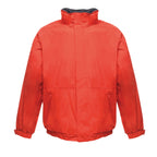 Branded Waterproof Fleece-Lined Jacket with Concealed Hood in Classic Red/Navy