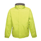 Branded Waterproof Fleece-Lined Jacket with Concealed Hood in Key Lime/Seal