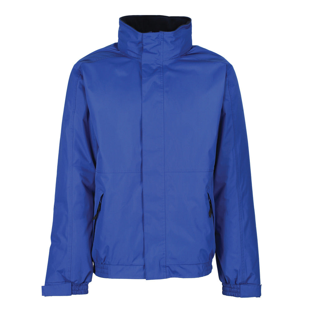 Branded Waterproof Fleece-Lined Jacket with Concealed Hood in New Royal