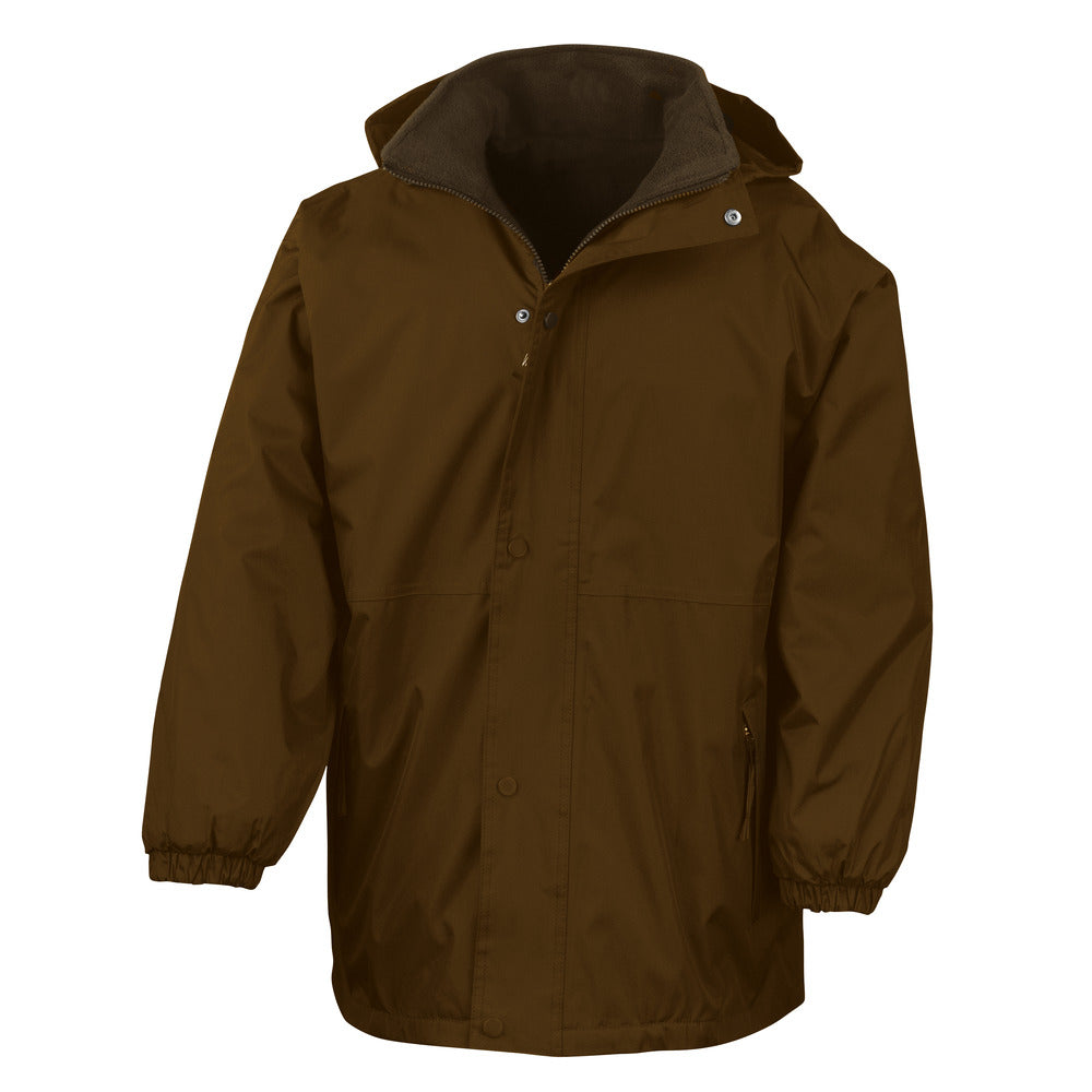 Branded Reversible Waterproof Jacket with Taped Seams in Brown/Brown