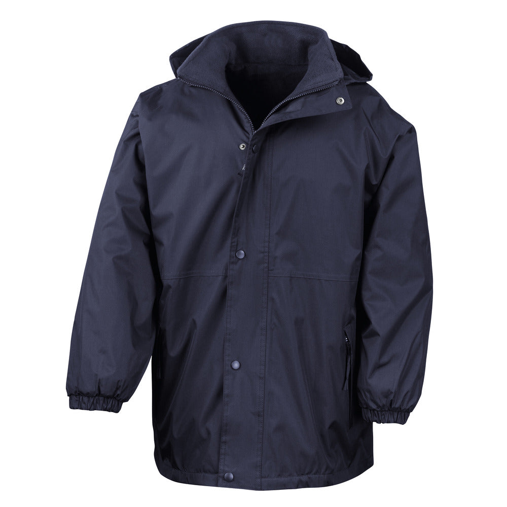 Branded Reversible Waterproof Jacket with Taped Seams in Navy/Navy