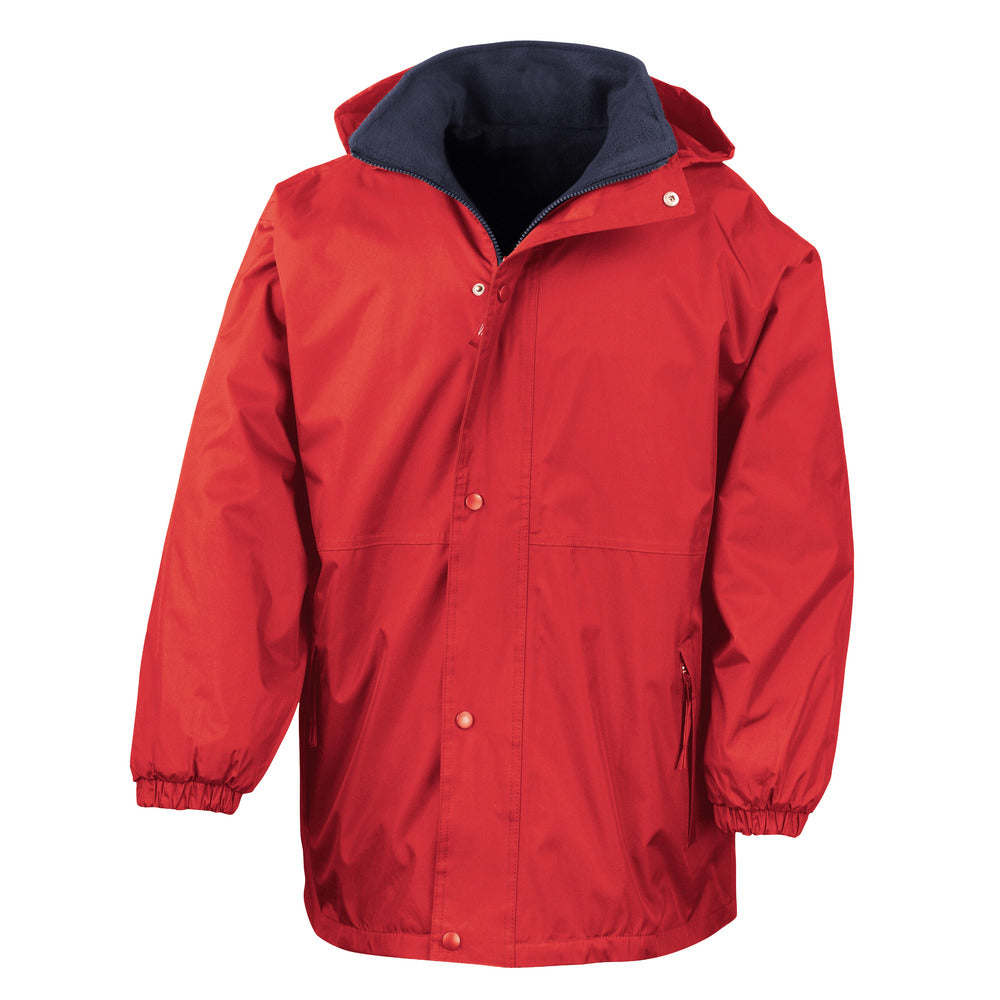 Branded Reversible Waterproof Jacket with Taped Seams in Red/Navy