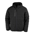 Branded Recycled Padded Winter Jacket with Fleece Lining in Black/Black