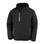 Branded Recycled Padded Winter Jacket with Fleece Lining in Black/Grey