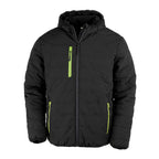 Branded Recycled Padded Winter Jacket with Fleece Lining in Black/Lime