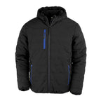 Branded Recycled Padded Winter Jacket with Fleece Lining in Black/Royal