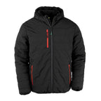 Branded Recycled Padded Winter Jacket with Fleece Lining in Black/Red