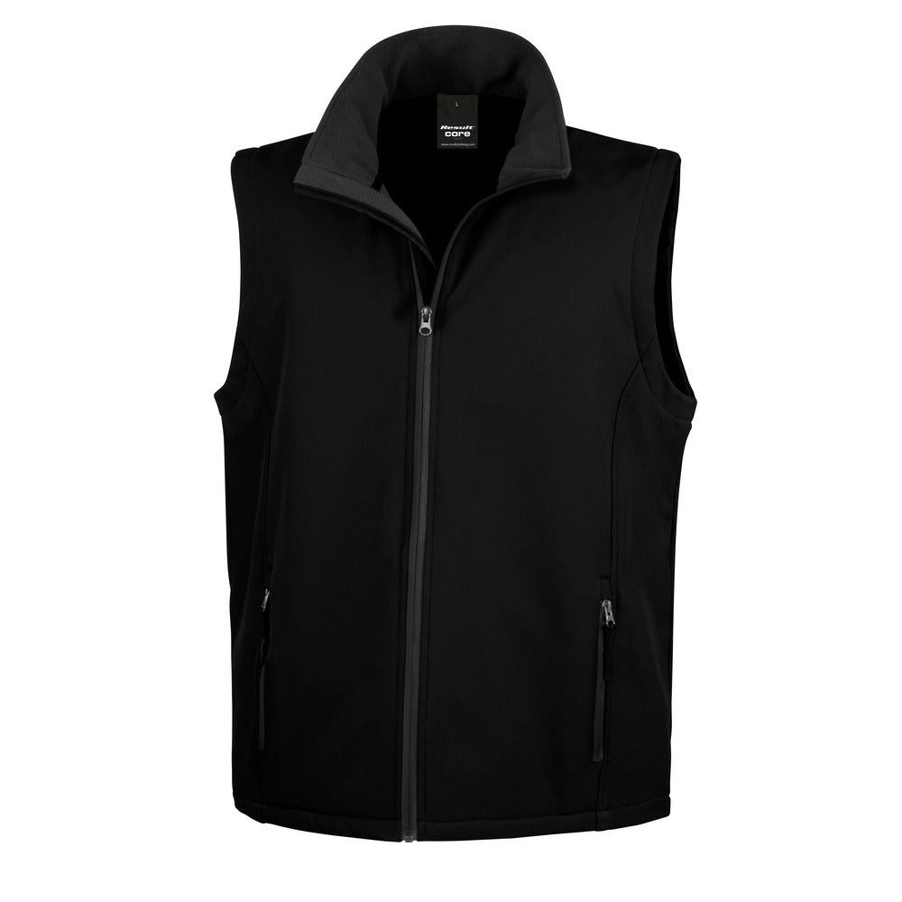 Branded Softshell Bodywarmer with Microfleece Lining in Black/Black