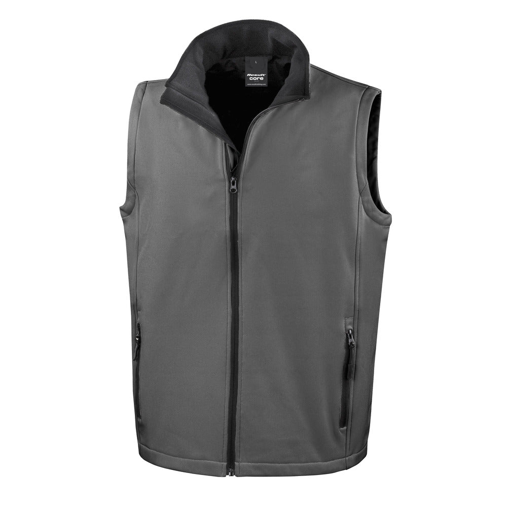 Branded Softshell Bodywarmer with Microfleece Lining in Charcoal/Black
