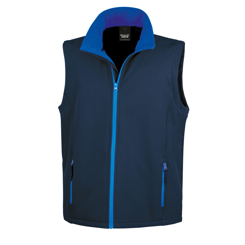 Branded Softshell Bodywarmer with Microfleece Lining in Navy/Royal