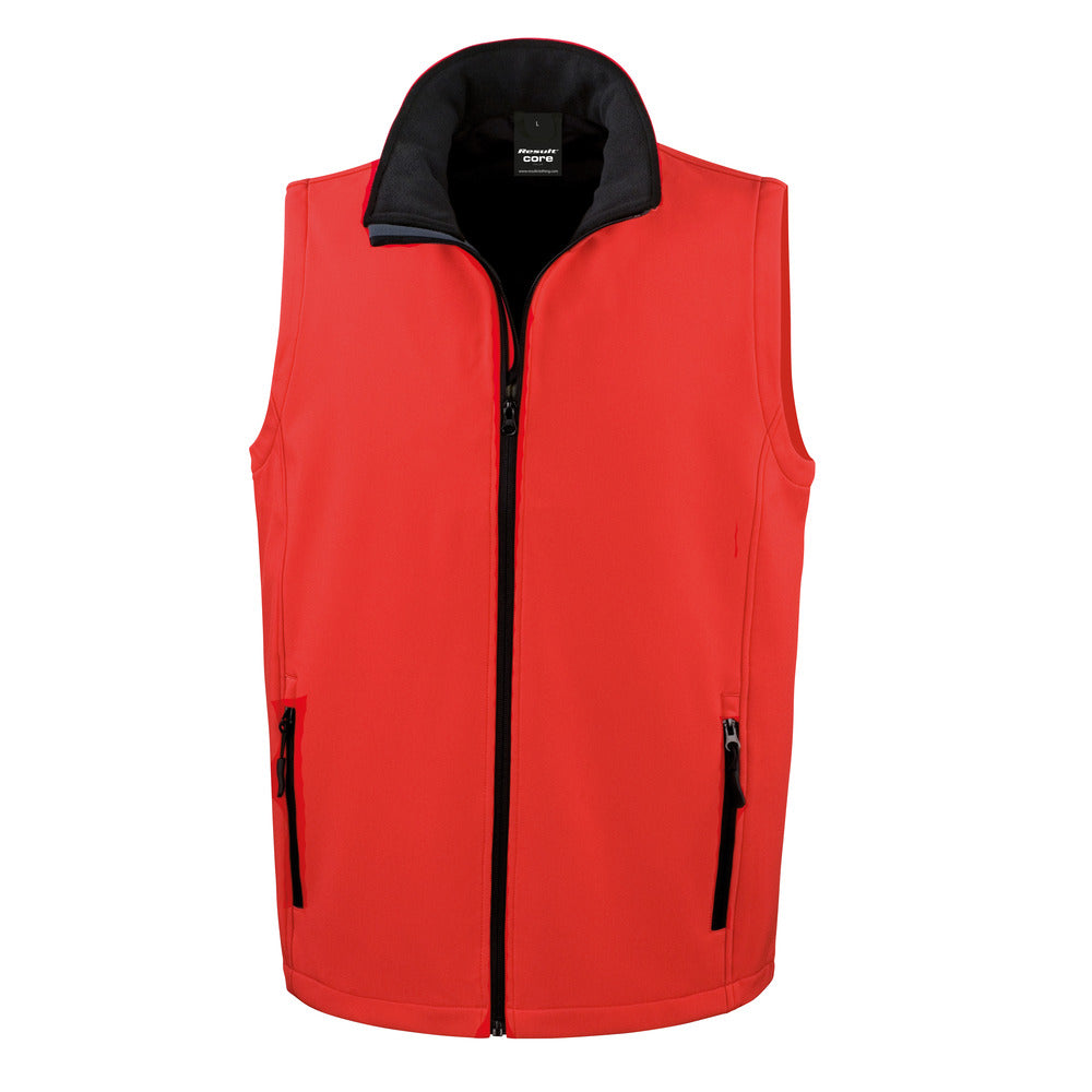 Branded Softshell Bodywarmer with Microfleece Lining in Red/Black