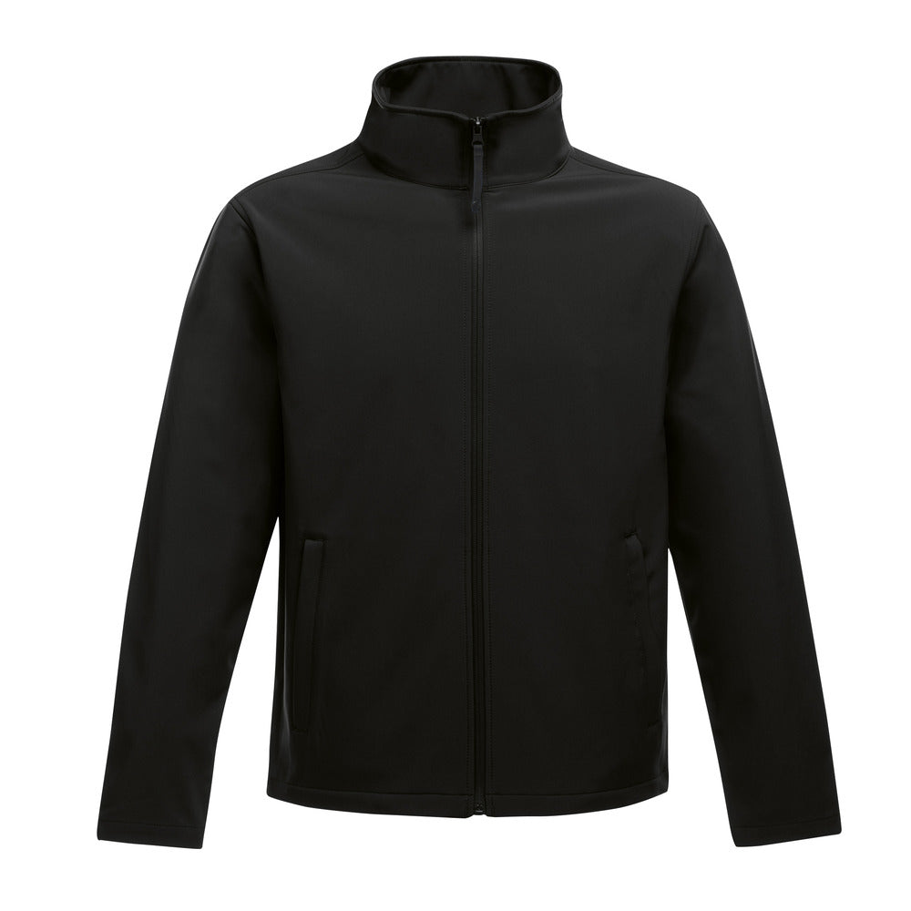 Branded Men's Wind-Resistant Softshell Jacket in Black/Black
