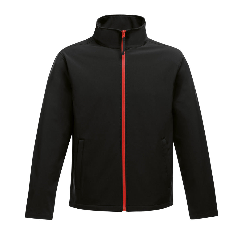 Branded Men's Wind-Resistant Softshell Jacket in Black/Classic Red
