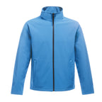 Branded Men's Wind-Resistant Softshell Jacket in French Blue/Navy