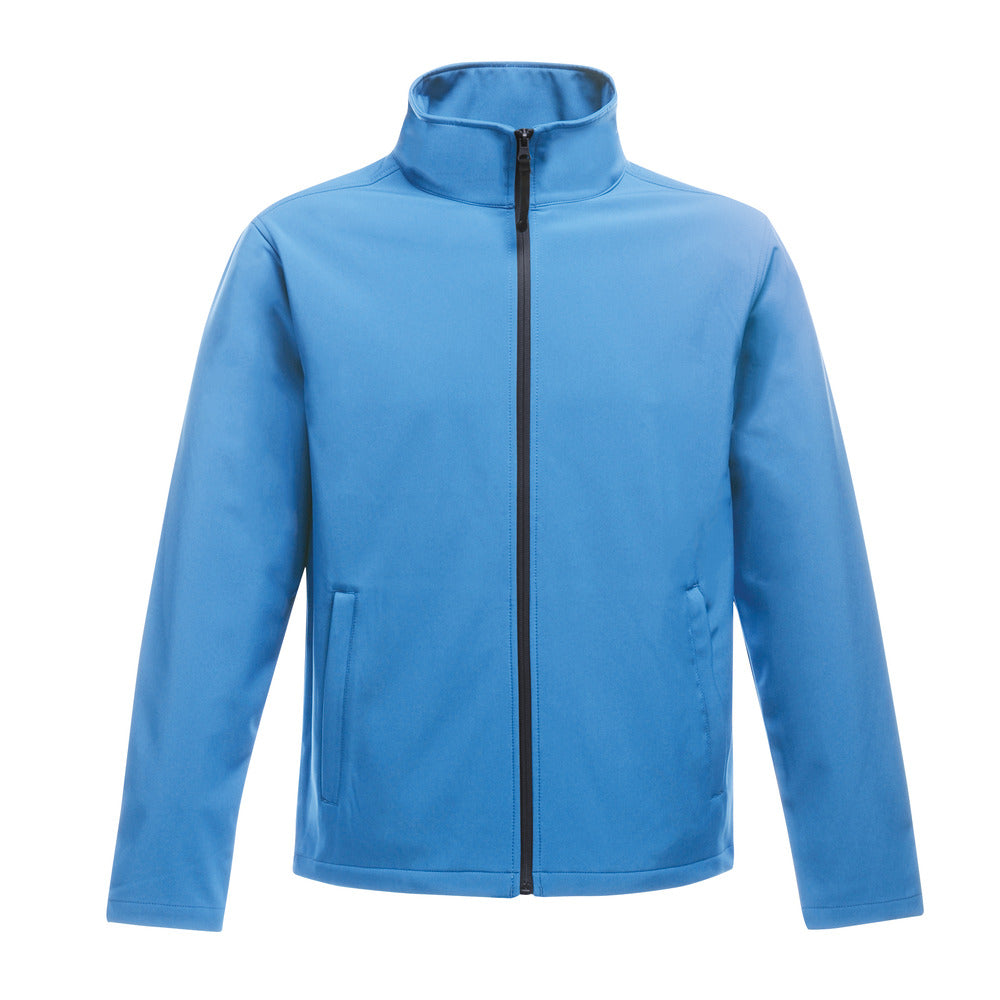 Branded Men's Wind-Resistant Softshell Jacket in French Blue/Navy