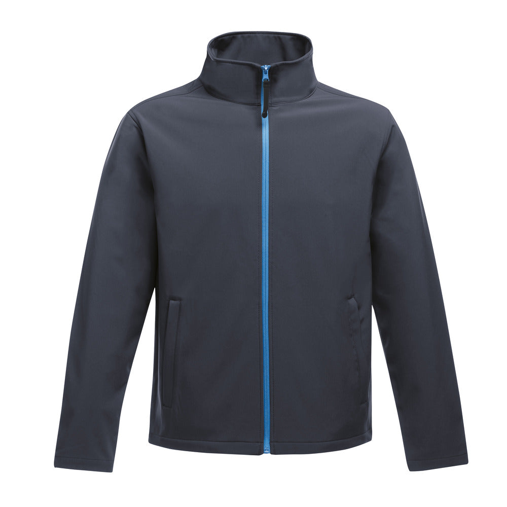 Branded Men's Wind-Resistant Softshell Jacket in Navy/French Blue