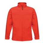 Branded Men's Stretch Softshell Jacket with Water Repellent Finish in Classic Red/Seal Grey