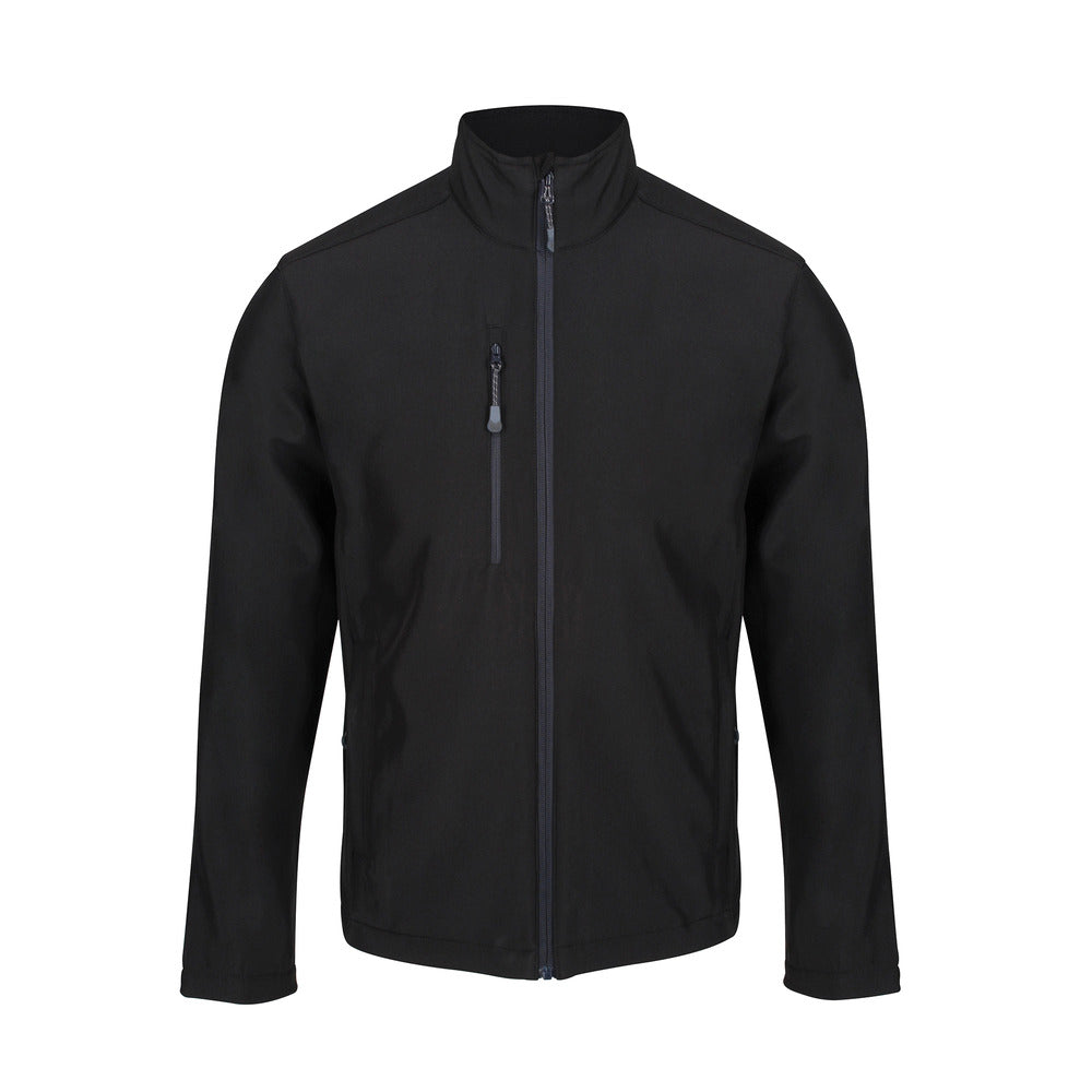 Branded Recycled Polyester Softshell Jacket in Black