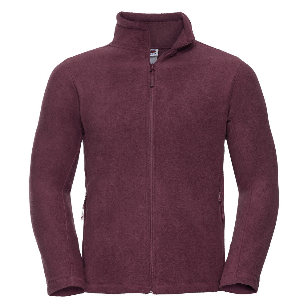 Branded Full Zip Outdoor Fleece with Cadet Collar in Burgandy