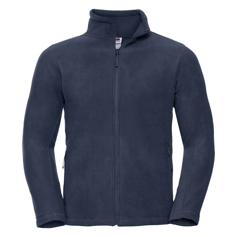 Branded Full Zip Outdoor Fleece with Cadet Collar in French Navy