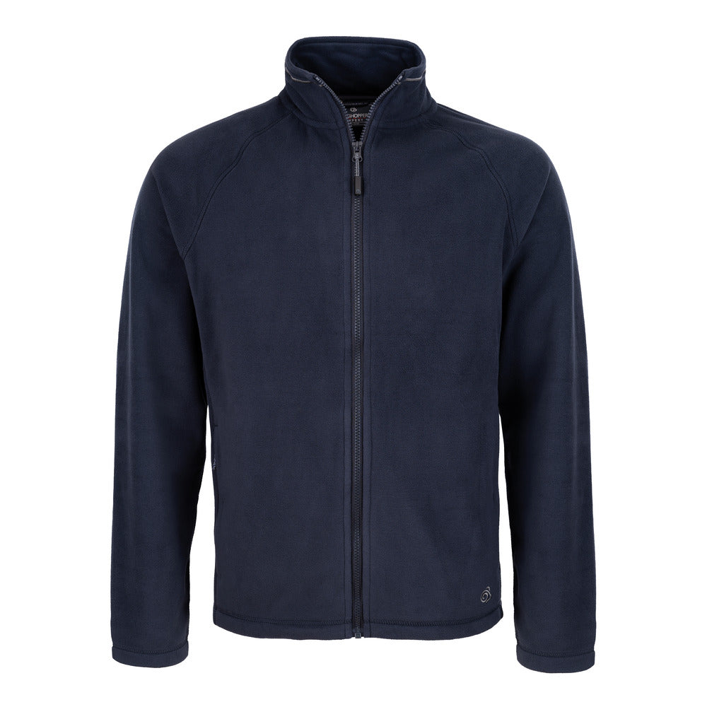 Branded Recycled Microfleece Jacket with Full Zip in Dark Navy