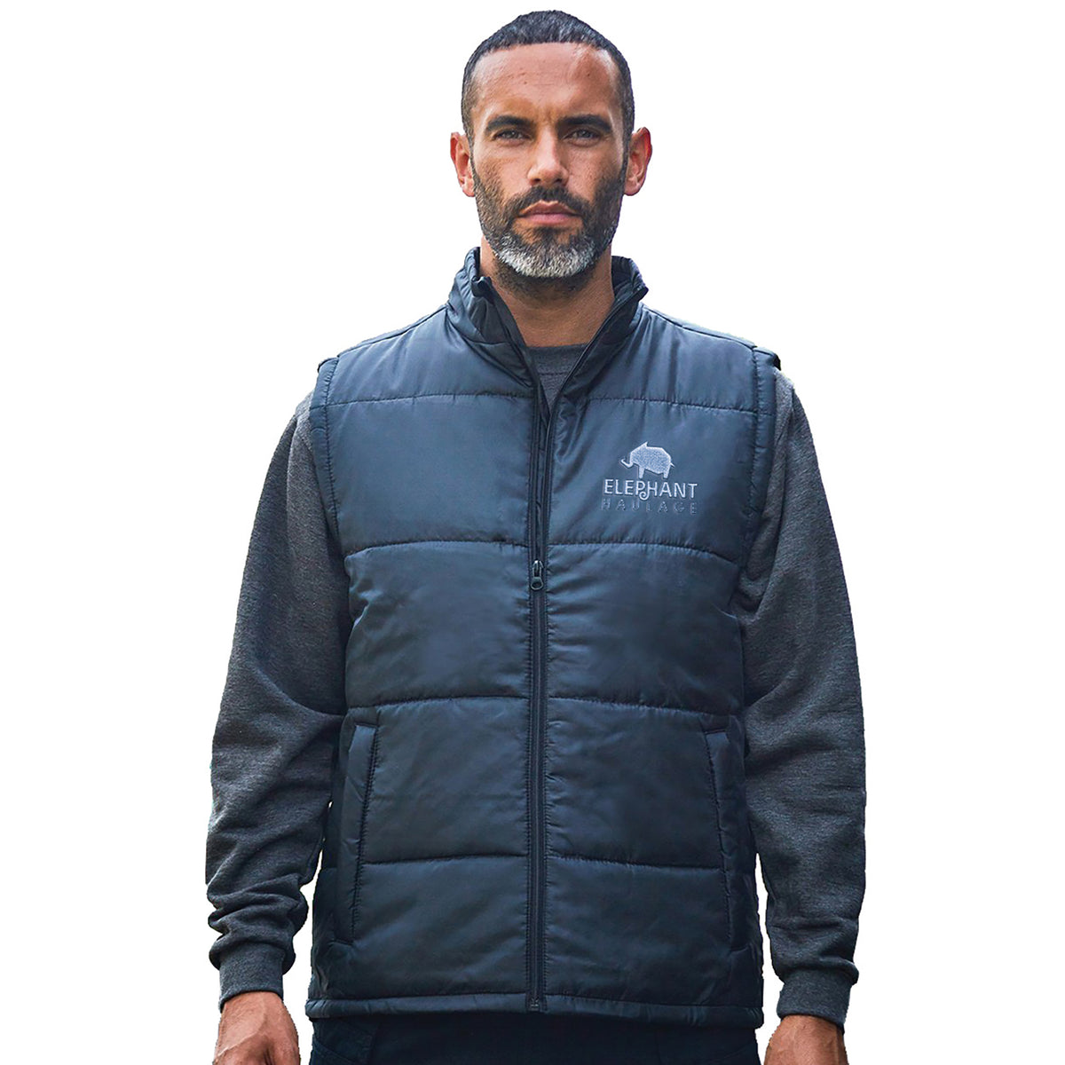 Branded Padded Water-Repellent Bodywarmer with Fleece Collar