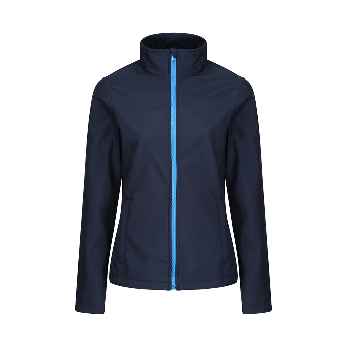 Branded Women's Printable Softshell Jacket in Navy/French Blue