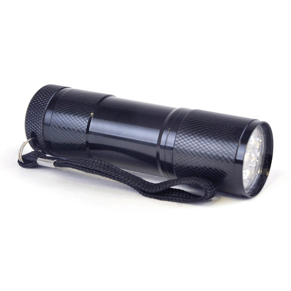 Branded Aluminium 9 LED Torch in Black