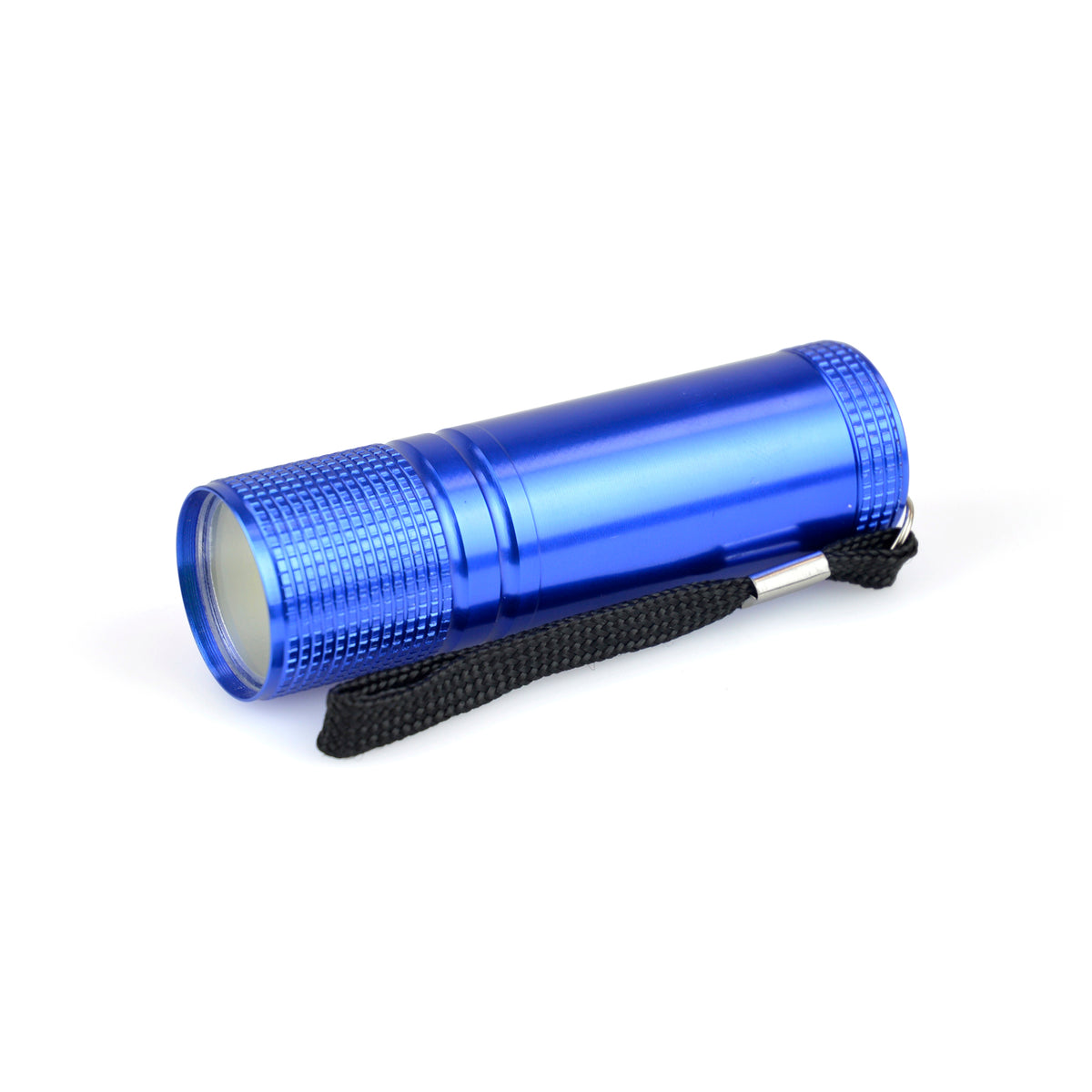 Branded Aluminium COB LED Torch with Wrist Strap in Blue