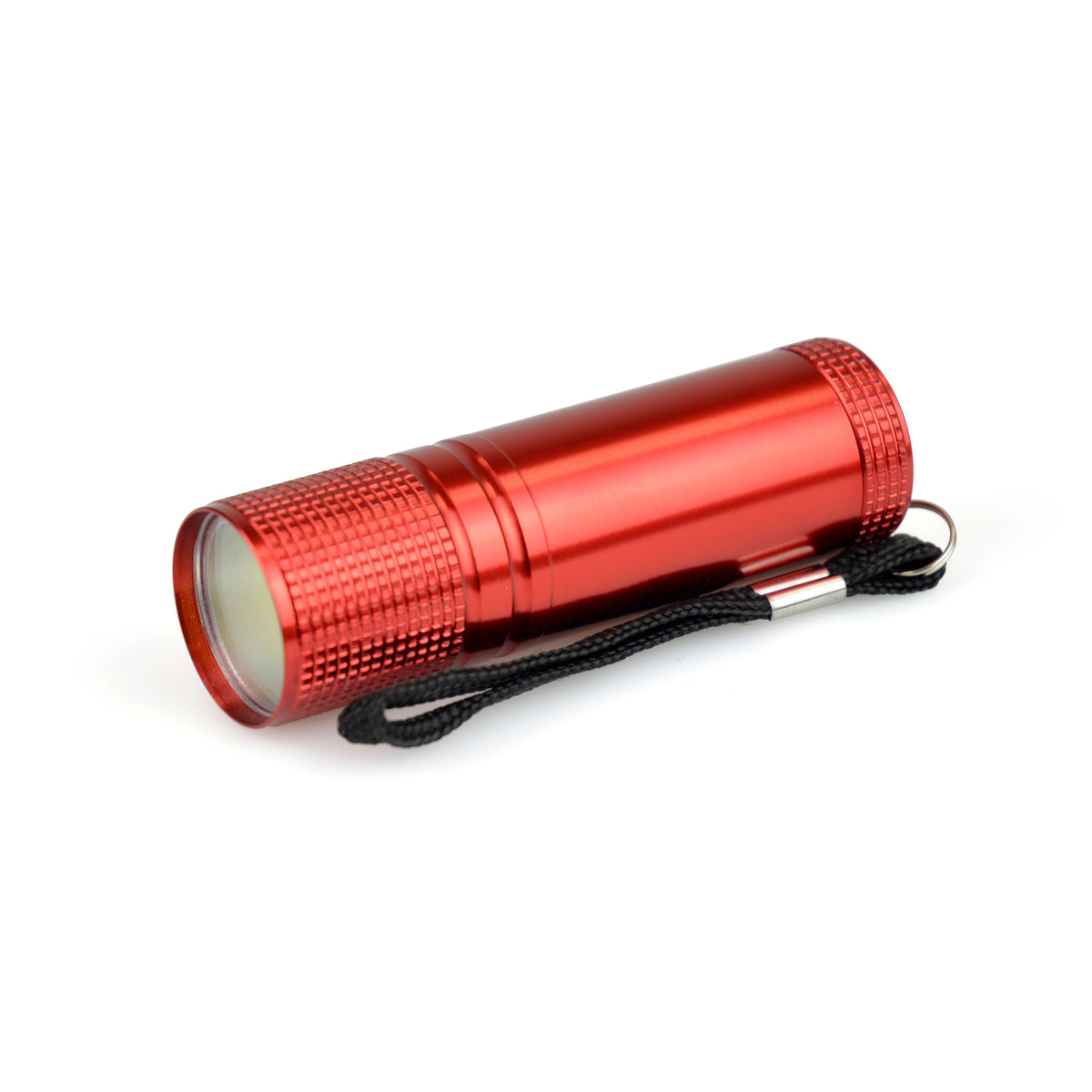 Branded Aluminium COB LED Torch with Wrist Strap in Red