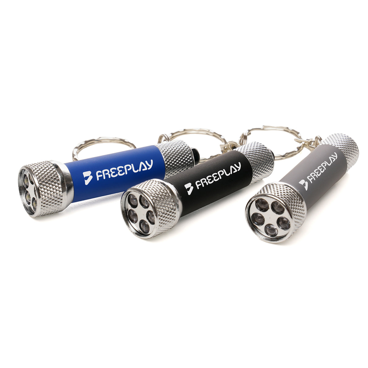 Branded Softfeel 5 LED Keyring Torch with Recycled ABS