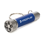 Branded Softfeel 5 LED Keyring Torch with Recycled ABS in Blue