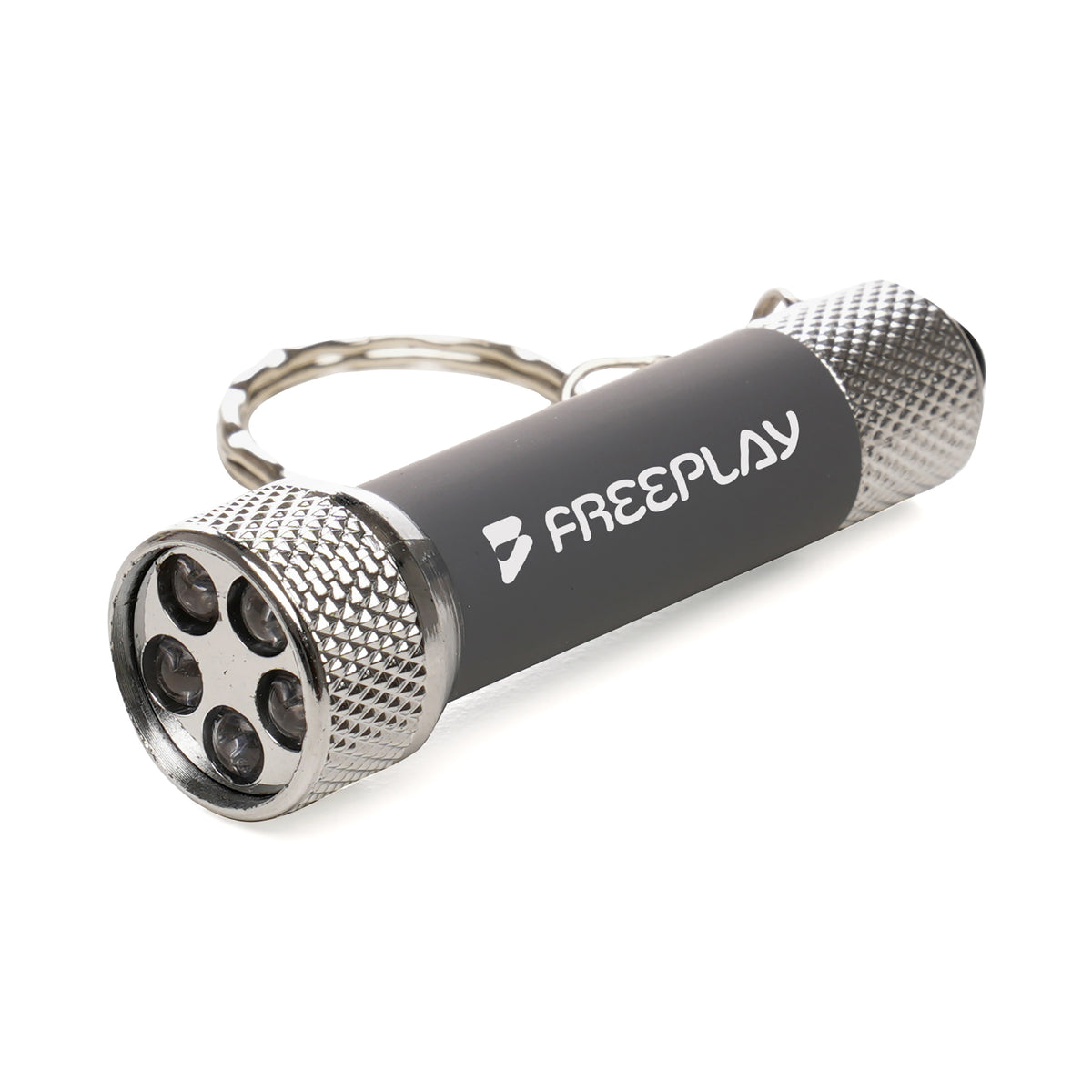 Branded Softfeel 5 LED Keyring Torch with Recycled ABS in Grey