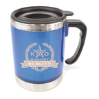 Branded 400ml Double Walled Plastic Travel Mug with Handle in Blue