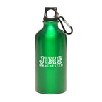 Branded 550ml Glossy Aluminium Sports Bottle with Carabiner in Green