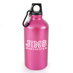 Branded 550ml Glossy Aluminium Sports Bottle with Carabiner in Pink