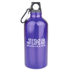 Branded 550ml Glossy Aluminium Sports Bottle with Carabiner in Purple
