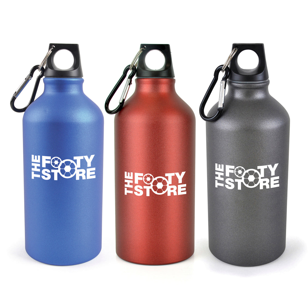 Branded 550ml Frosted Aluminium Sports Bottle with Carabiner