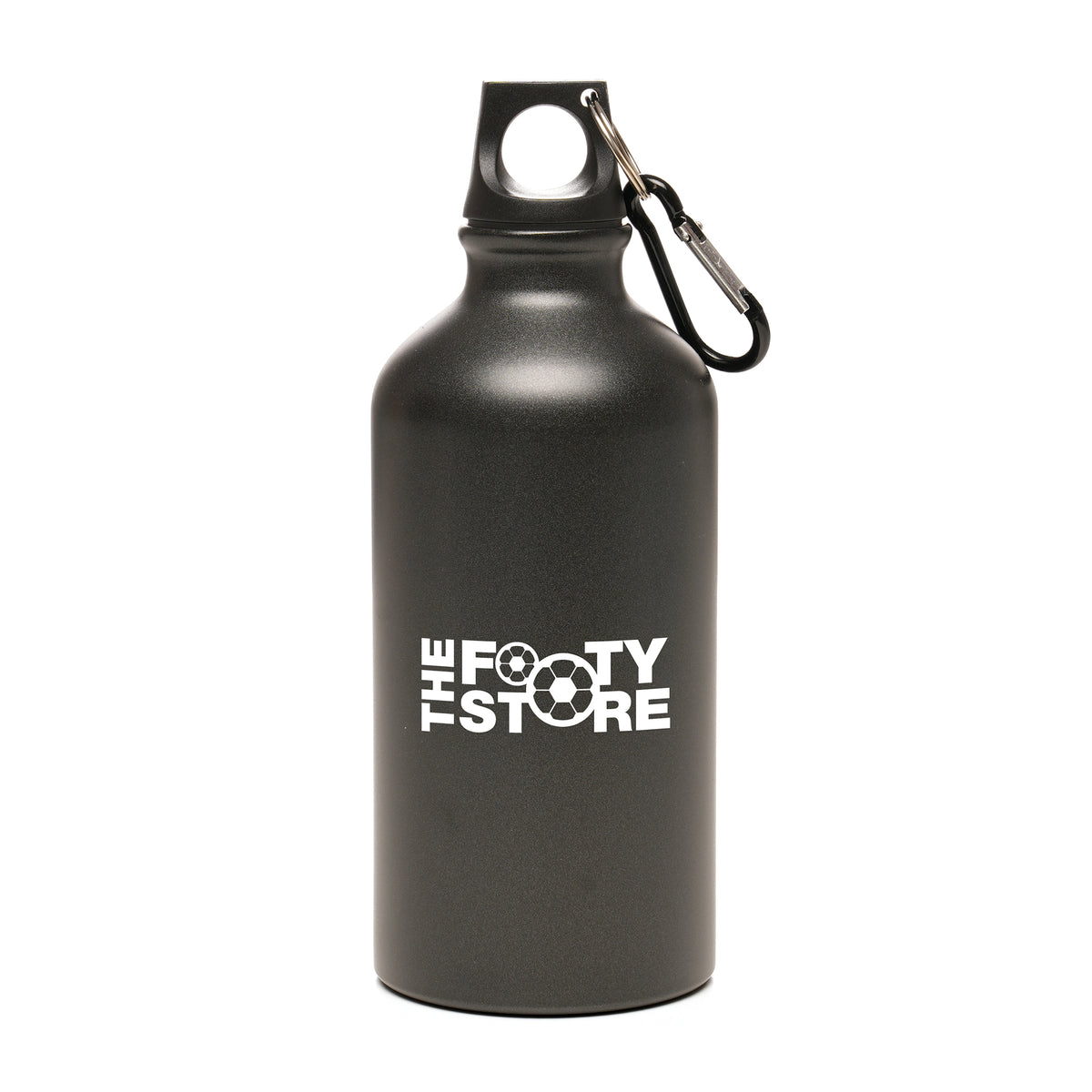 Branded 550ml Frosted Aluminium Sports Bottle with Carabiner in Gun Metal