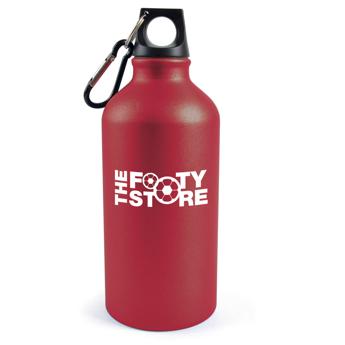 Branded 550ml Frosted Aluminium Sports Bottle with Carabiner in Red