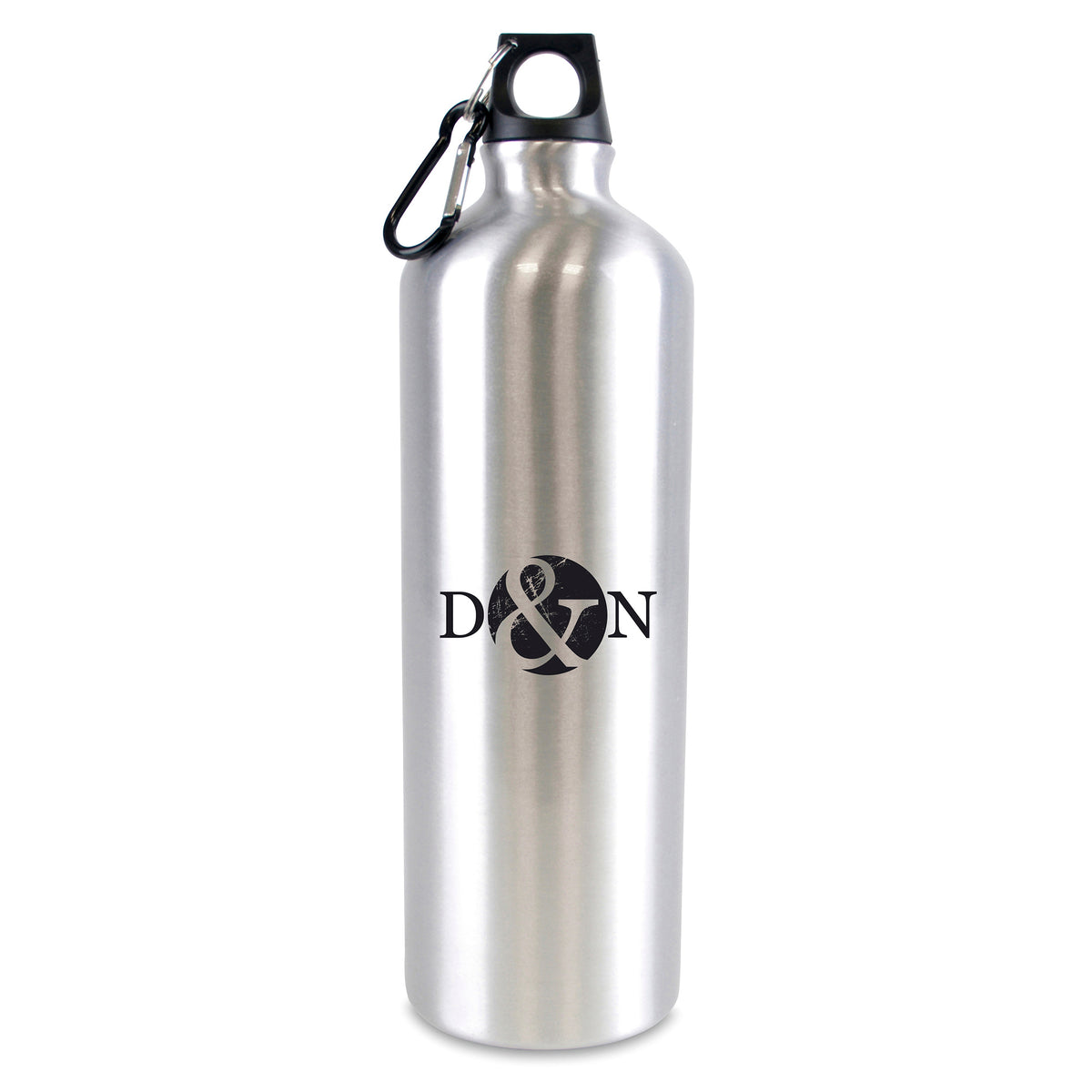 Branded 1 Litre Glossy Aluminium Sports Bottle with Carabiner