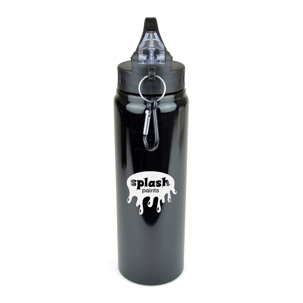 Branded 800ml Aluminium Sports Bottle with Fold-Out Sipper in Black