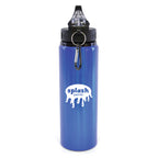 Branded 800ml Aluminium Sports Bottle with Fold-Out Sipper in Blue