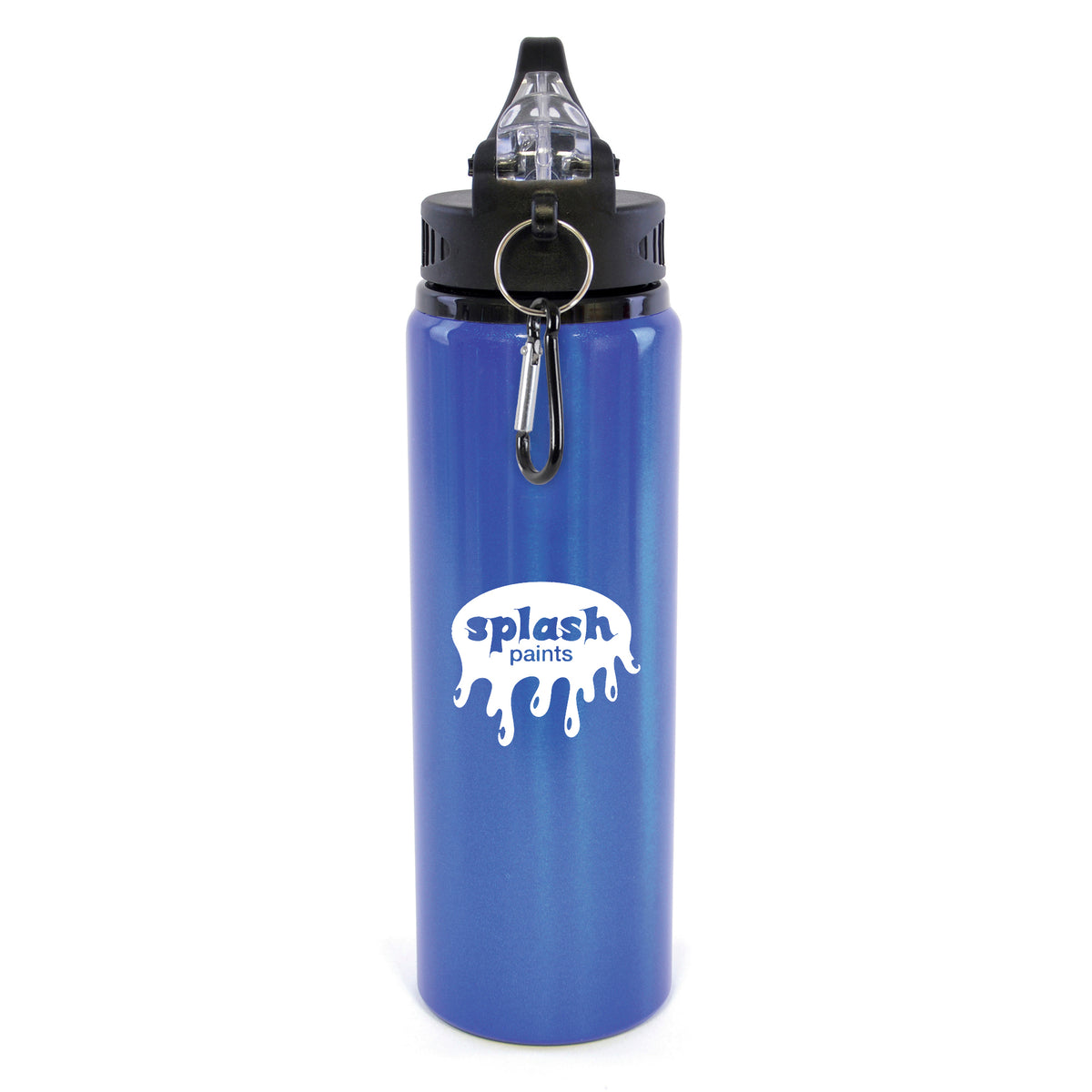 Branded 800ml Aluminium Sports Bottle with Fold-Out Sipper in Blue